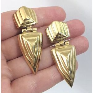 Givenchy Vintage Clip On Earrings - Gold Toned Door Knocker Triangle
